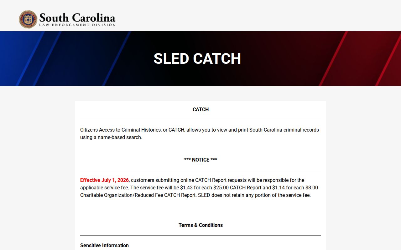 Sumter County active warrants distinction from SLED CATCH criminal record search