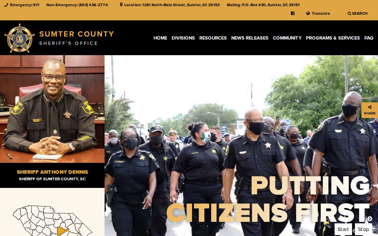 Sumter County active warrants reference to the official Sheriff website
